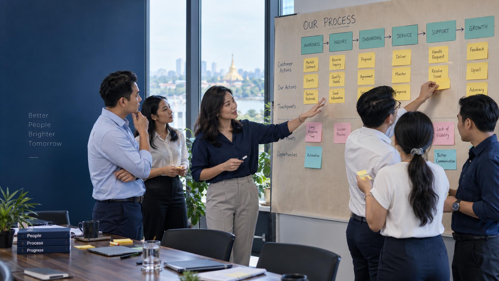 A professional team planning a practical business workshop
